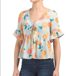 June & Hudson Citrus Print Top